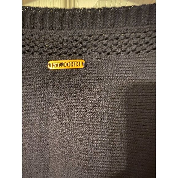 St John Sport Sweater Top Navy Blue Gold  S Small Nautical Buttons Short Sleeve - Picture 10 of 10